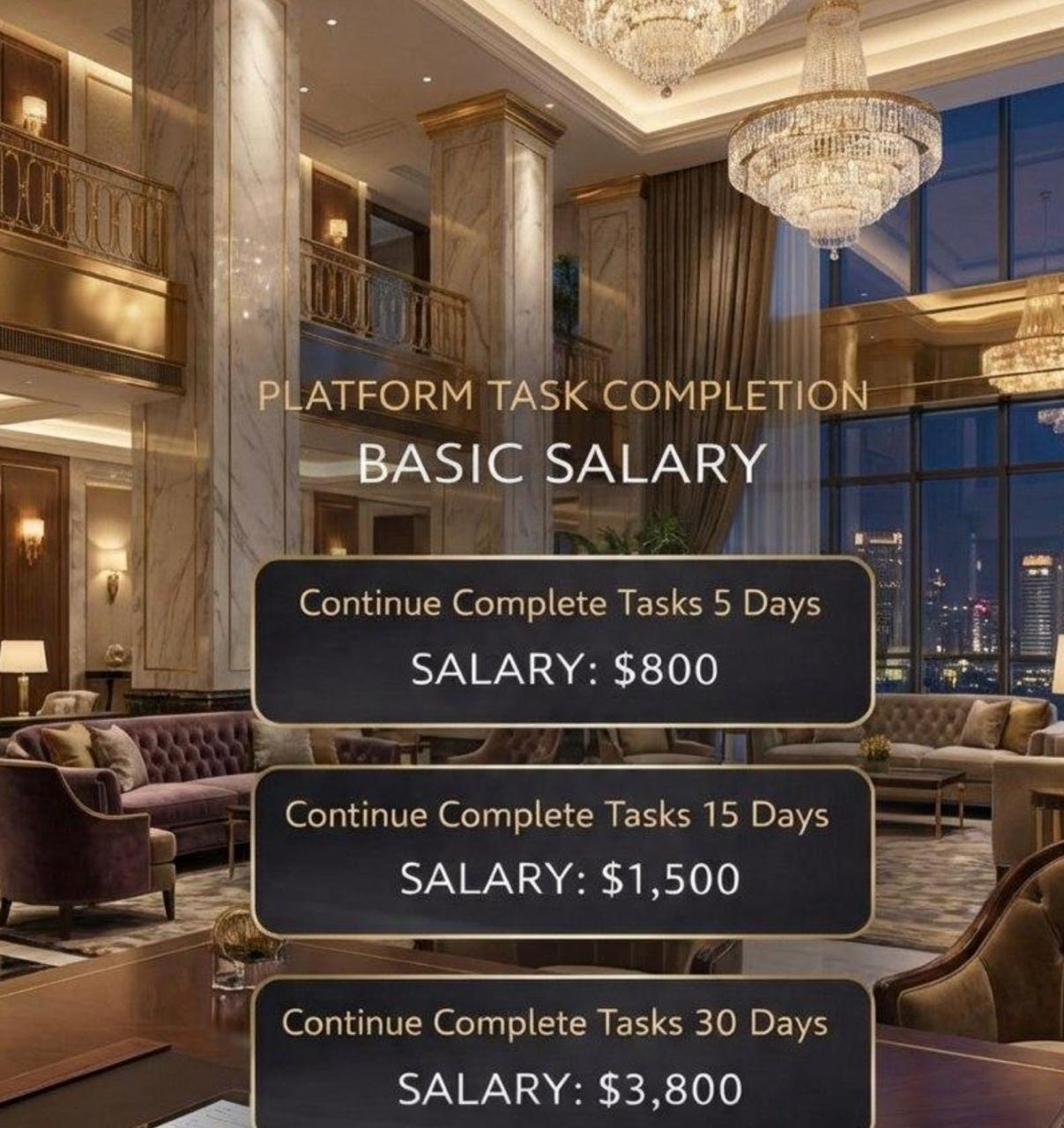 Task completion base salary event